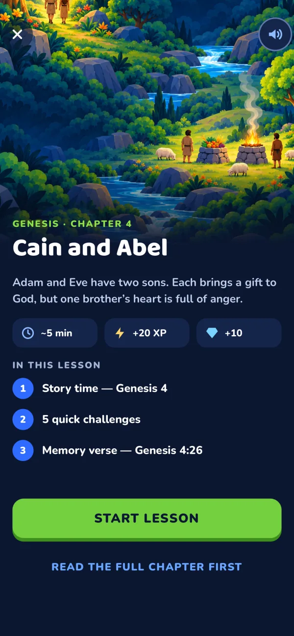 The chapter preview for Genesis 4, Cain and Abel